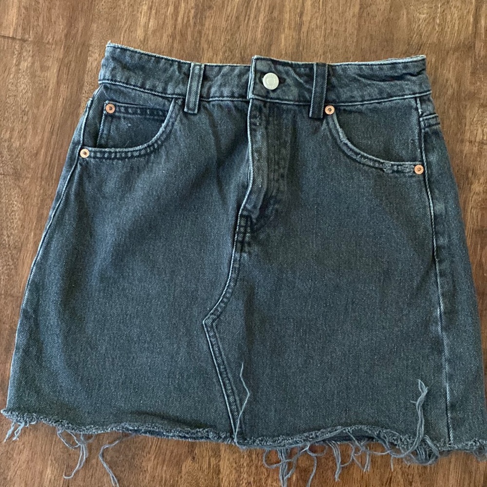 Topshop black denim mini skirt
